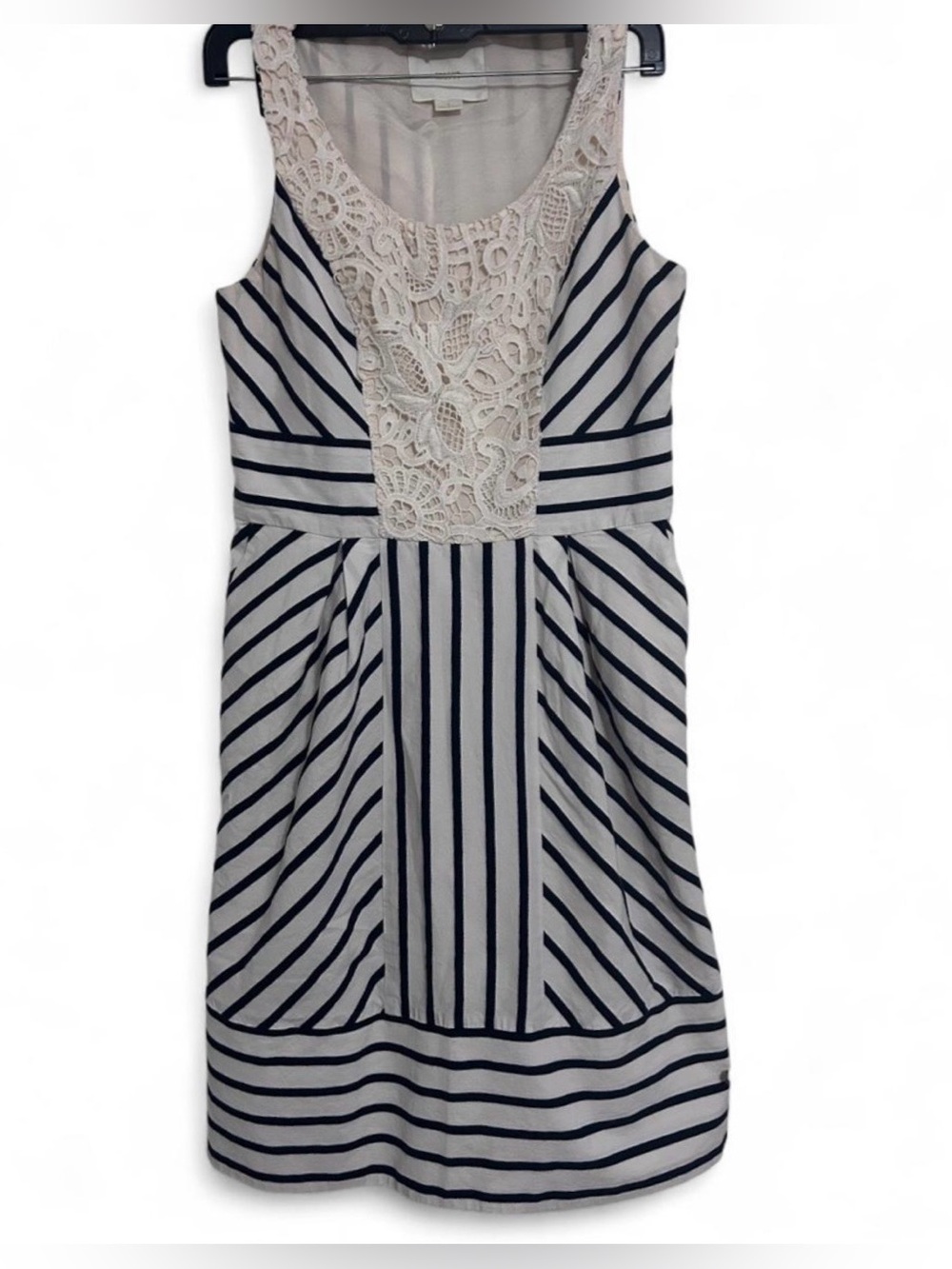 Maeve Striped Dress with Crochet - Picture 1 of 5